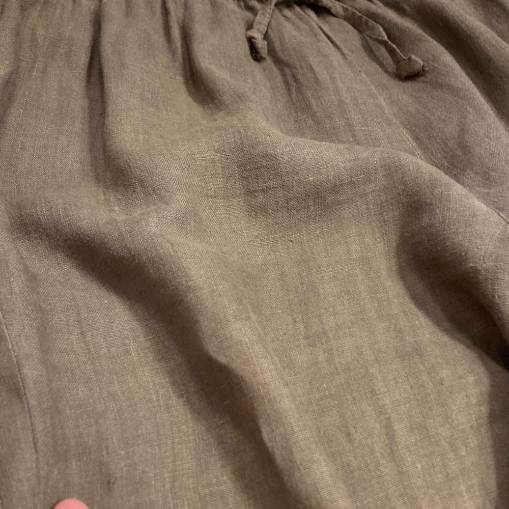 100% Linen Hot Cotton Relaxed Drawstring Elastic Wide-Leg Pants Brown XL - Picture 10 of 10